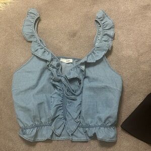 light weight denim ruffle shirt